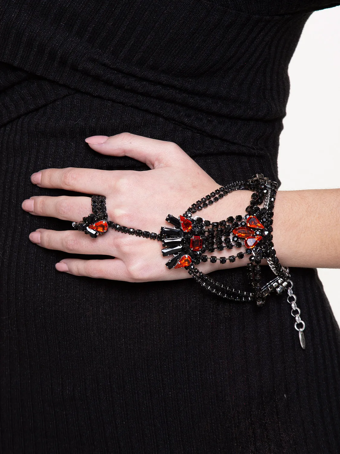 Rada Bracciale di Strass con Anello Arancio cascata