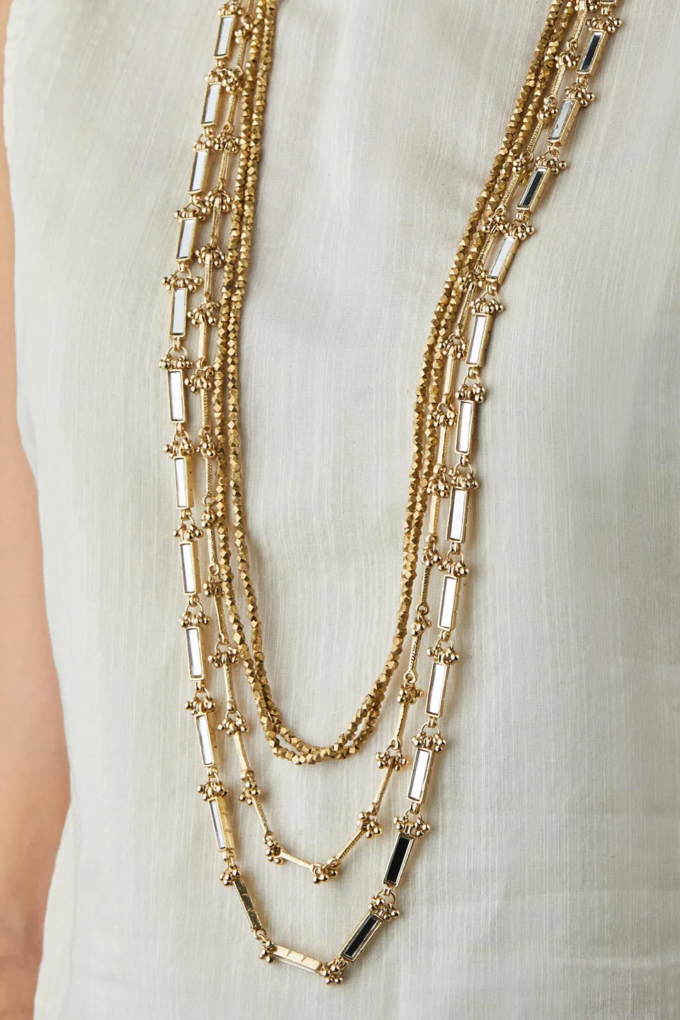 House of Tuhina Mirror Collana Multi Layer oro festa