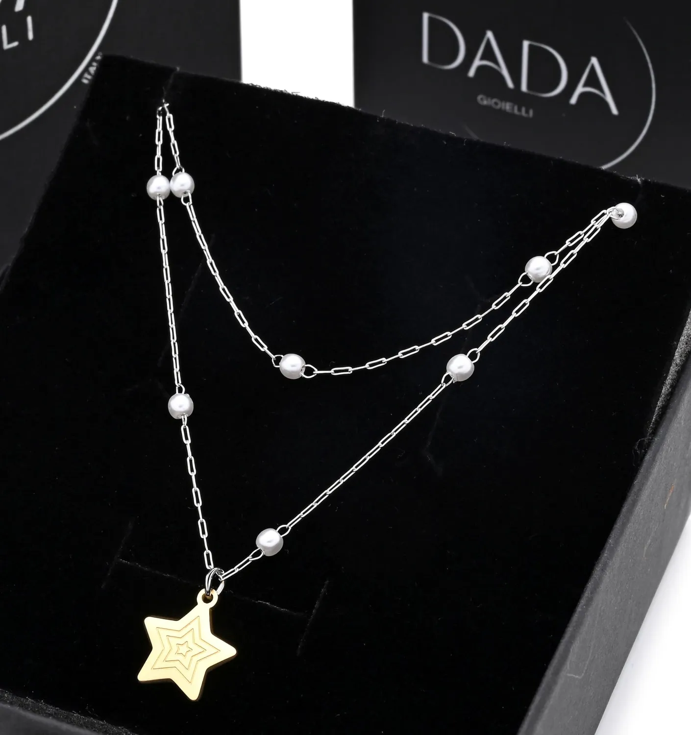Dada Gioielli collana doppio filo perle stella oro