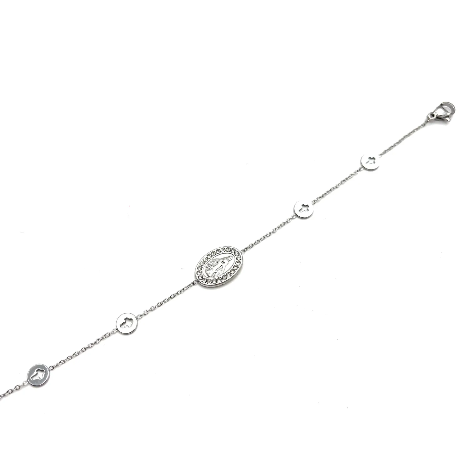Ornamenta Madonnina bracciale acciaio argento zirconi