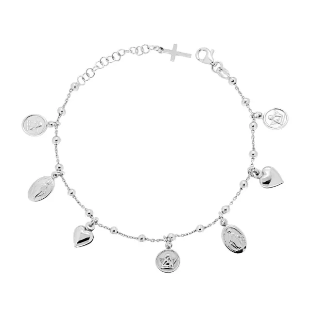 Ornamenta bracciale argento 925 Sacro Cuore 18 cm rodiato