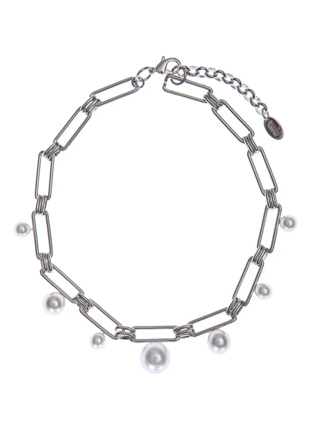 Rada Collana Catena Perle Silver Anelli Pendenti