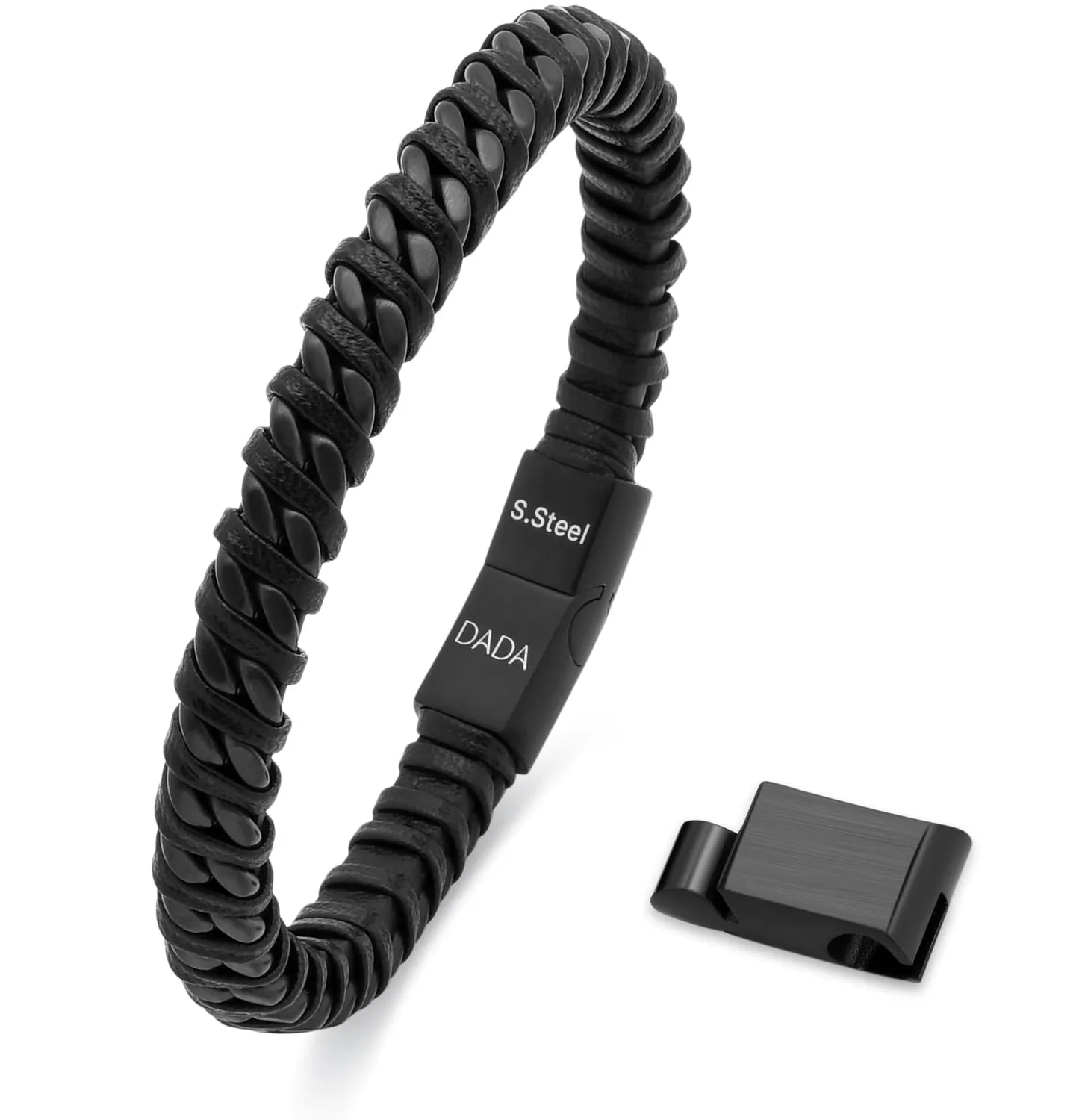 Dada Gioielli Catena Cubana Bracciale Uomo Argento Pelle