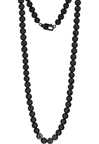 Emporio Armani Collana Uomo Perline Grigio Bianco Moschettone