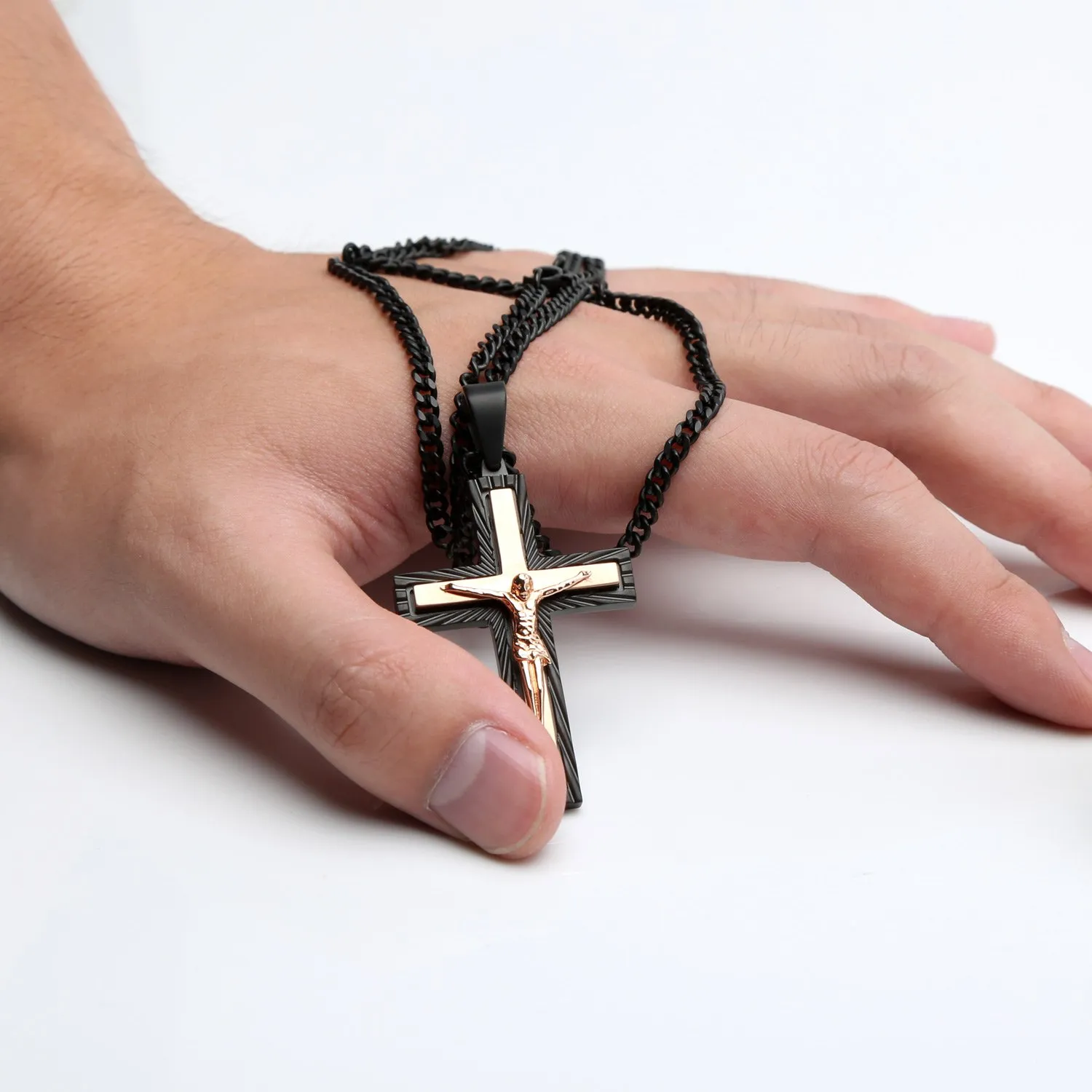 Diamond Treats Design 2 Collana Uomo Croce Acciaio 50-60 cm
