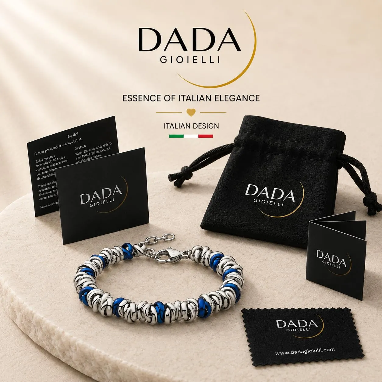 Dada Gioielli Bracciale Donna Anelli Blu Acciaio