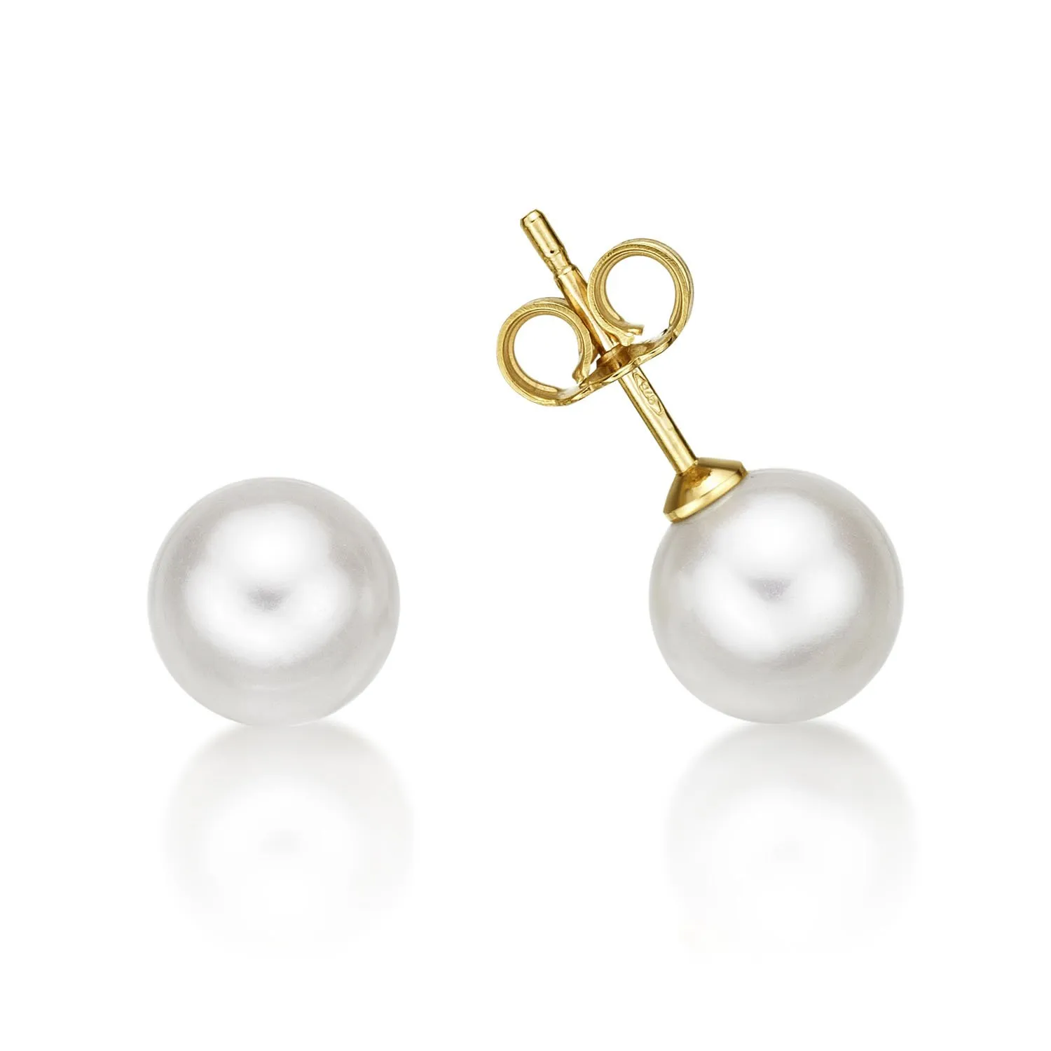Diamond Treats orecchini perla 7mm oro giallo 9kt bottone