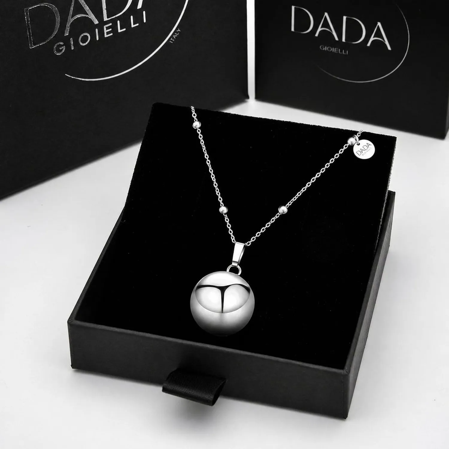 Dada Gioielli collana chiama angeli sfera acciaio sonora