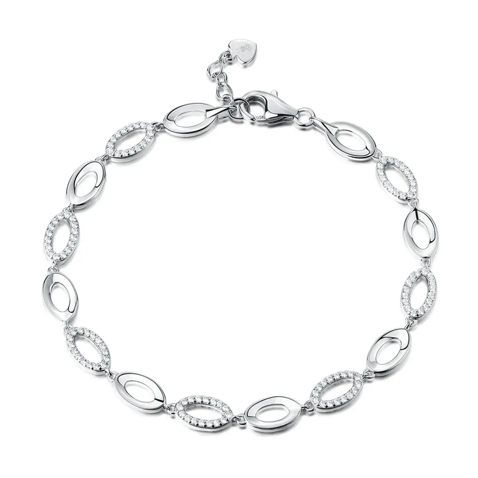 Diamond Treats Braccialetto Donna Anelli Ovali 19 cm Argento