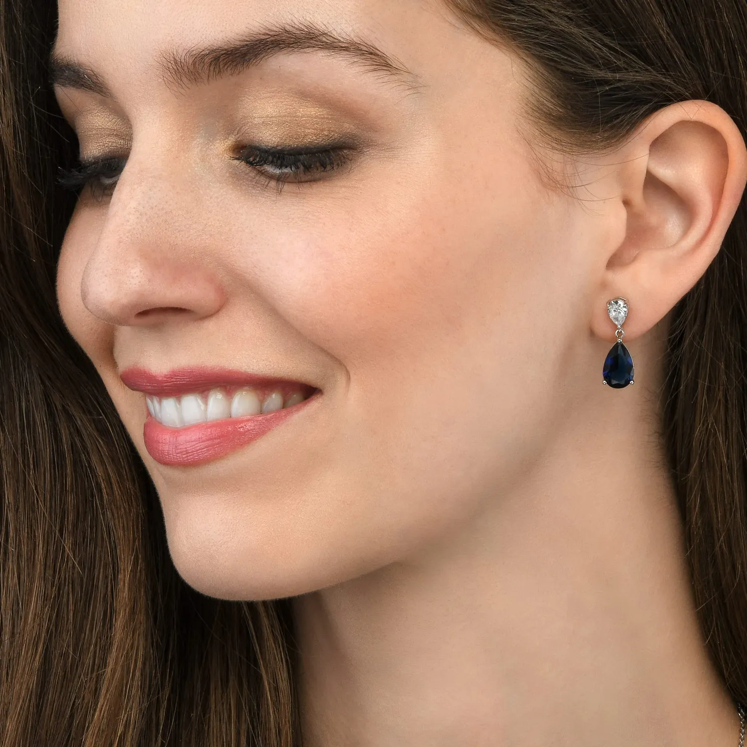 Diamond Treats orecchini pendenti argento zirconia blu