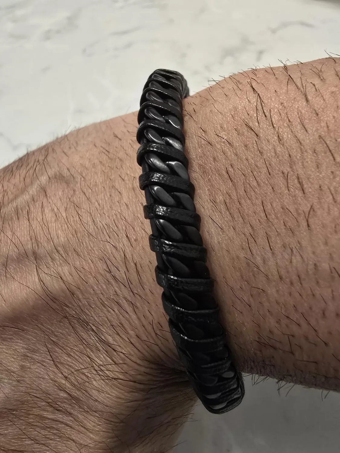 Dada Gioielli Catena Cubana Bracciale Uomo Argento Pelle