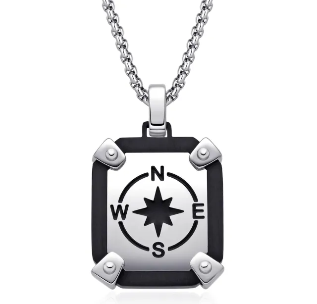 Dada Gioielli Rosa dei Venti collana uomo acciaio nera