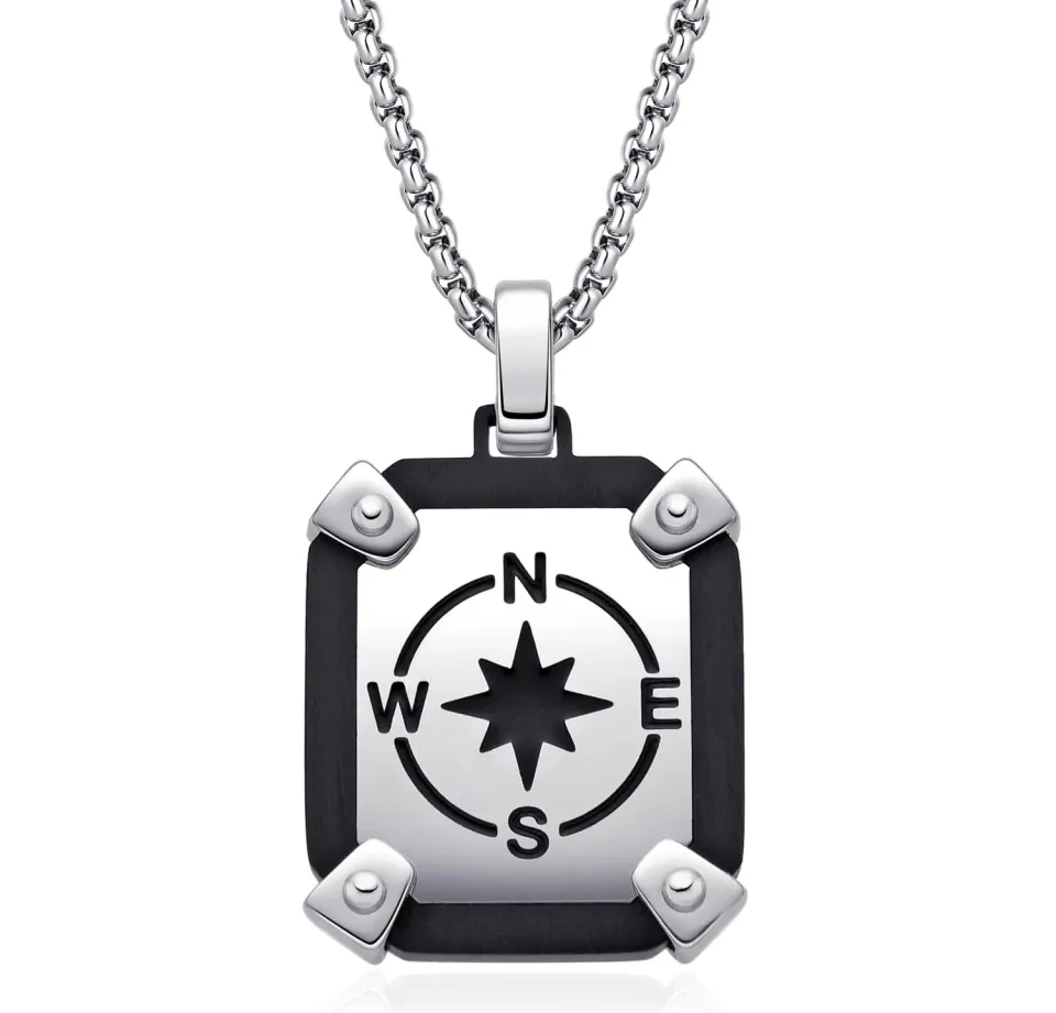 Dada Gioielli Rosa dei Venti collana uomo acciaio nera