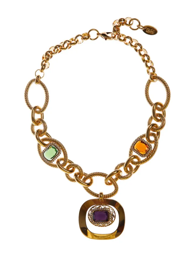 Rada Catena e Pietre Colorate collana oro geometrica