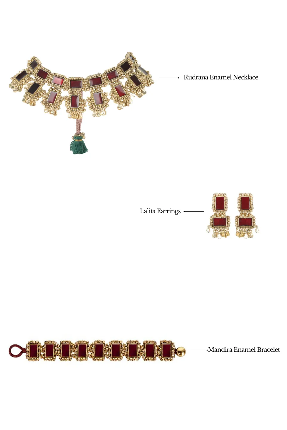 House of Tuhina Look 8 set gioielli 3 pezzi festa
