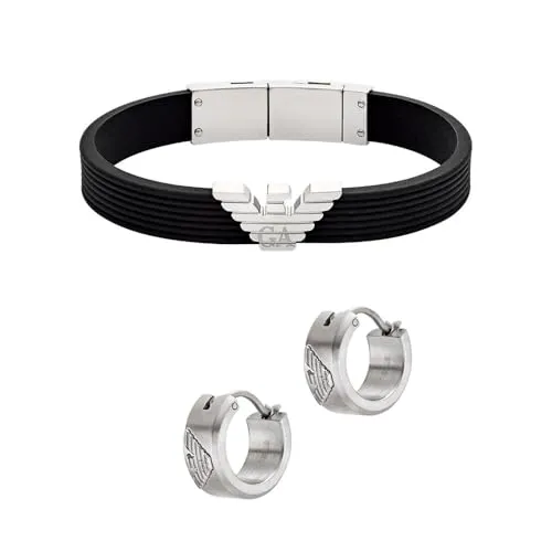 Emporio Armani set bracciali uomo acciaio argentato