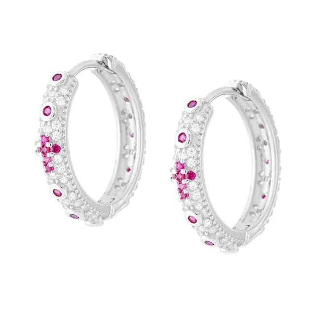 Ornamenta Croce Rossa orecchini cerchio argento 925 zirconi