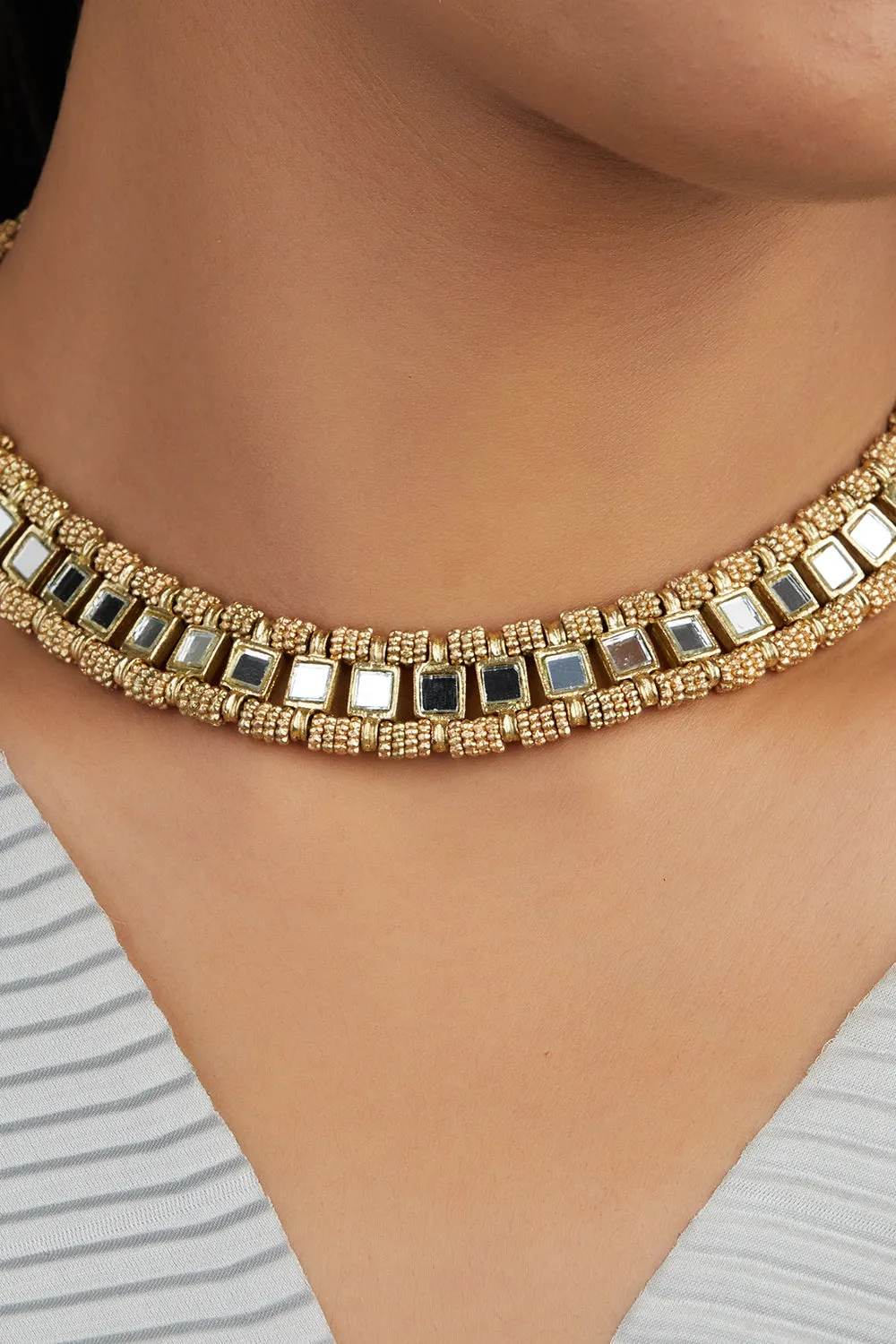 House of Tuhina Falak Mirror collana oro fatto a mano
