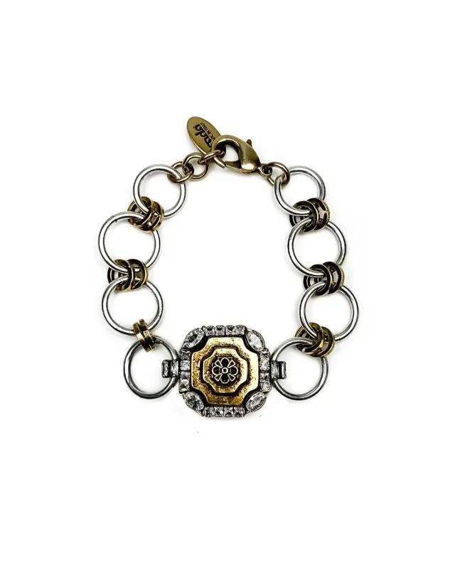 Rada Anelle bracciale rosone quadrato Mix Metalli