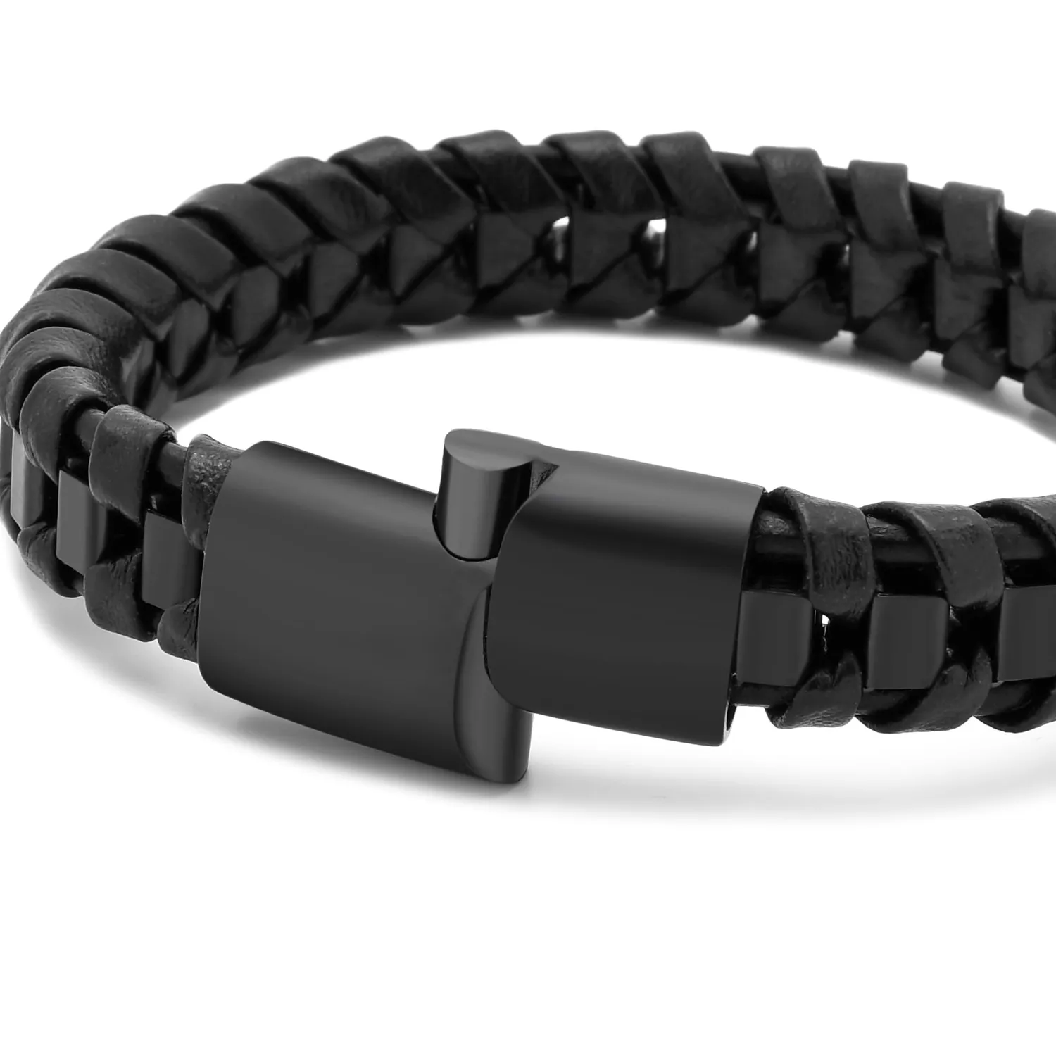 Dada Gioielli bracciale uomo pelle nero acciaio