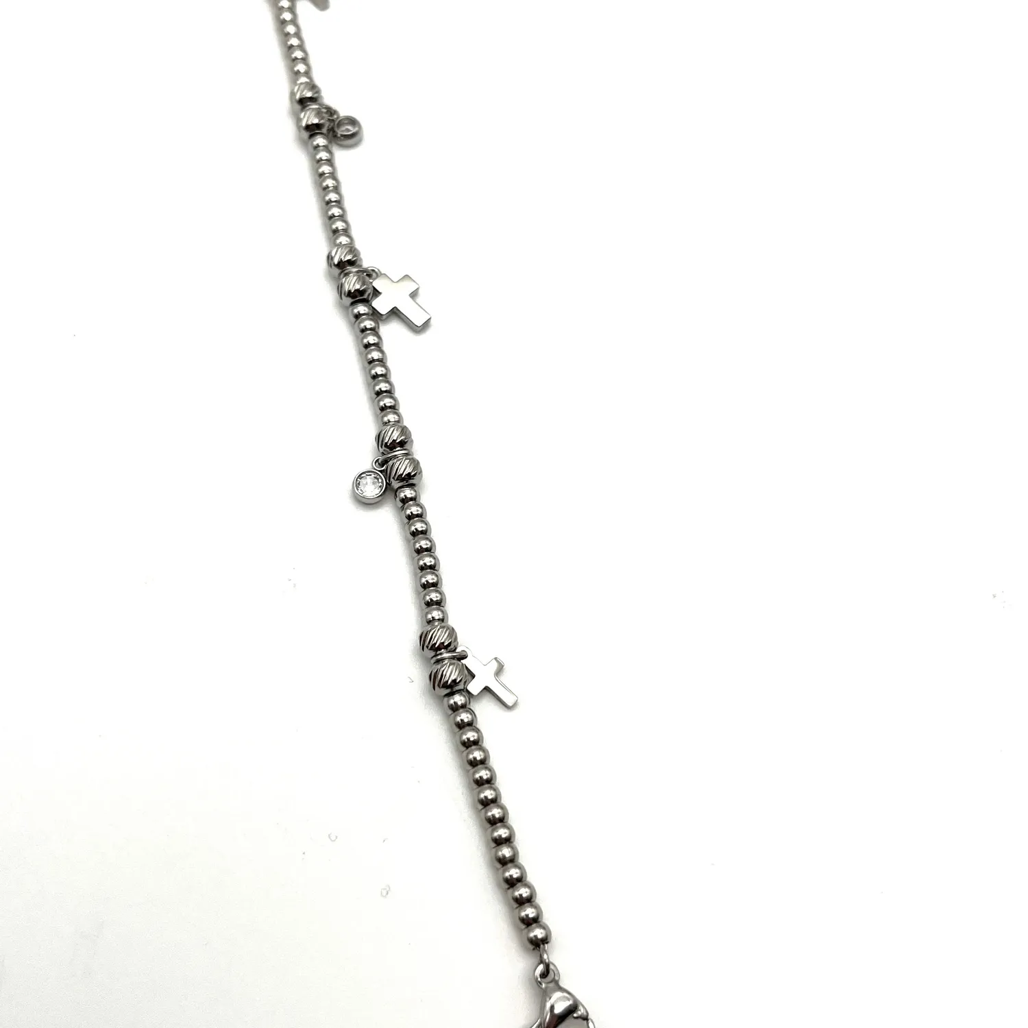 Ornamenta croci zirconi bracciale acciaio regolabile