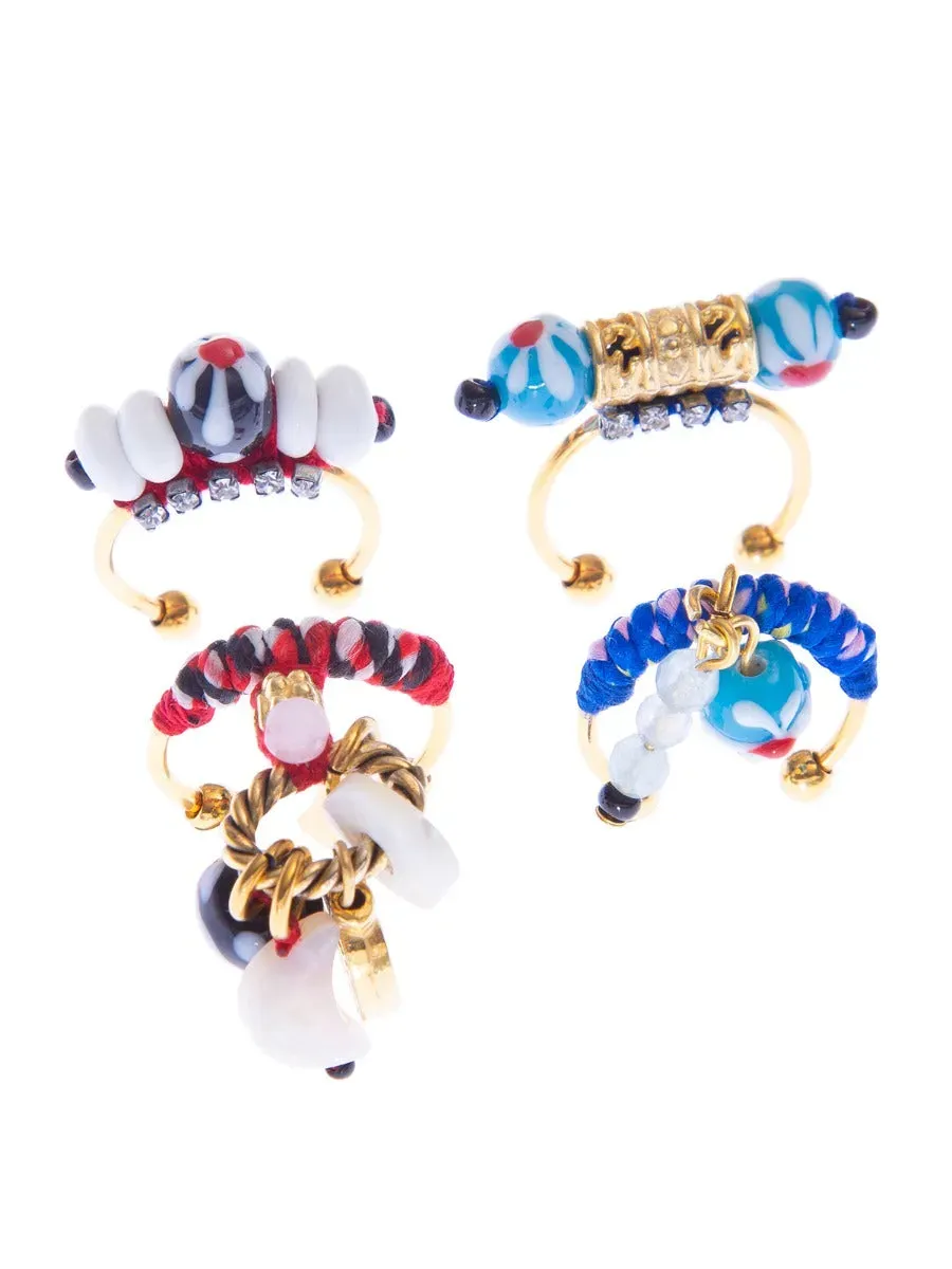Rada Set Quattro Anelli Multicolore charms perline dipinte