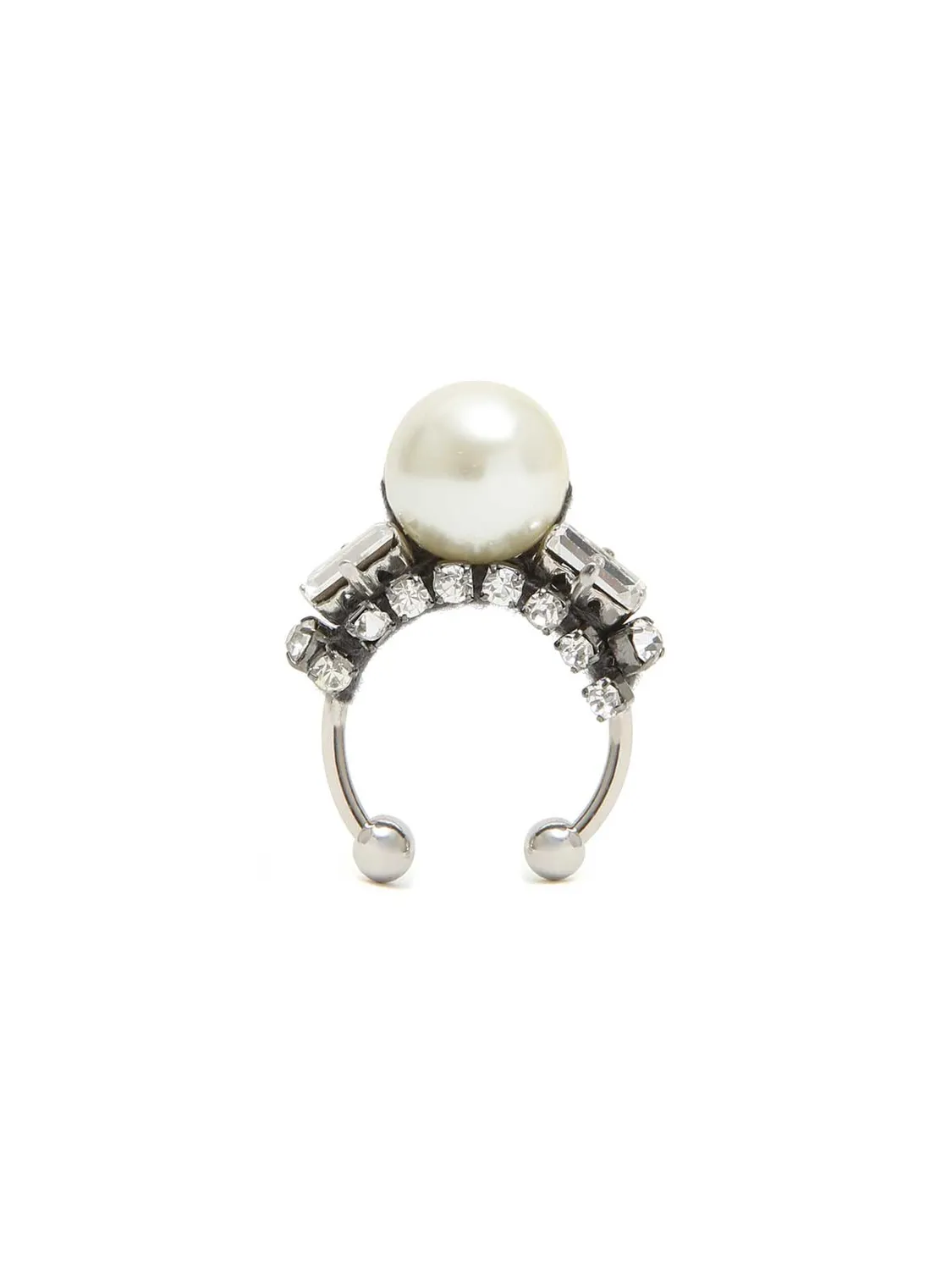 Rada anello perla centrale silver strass