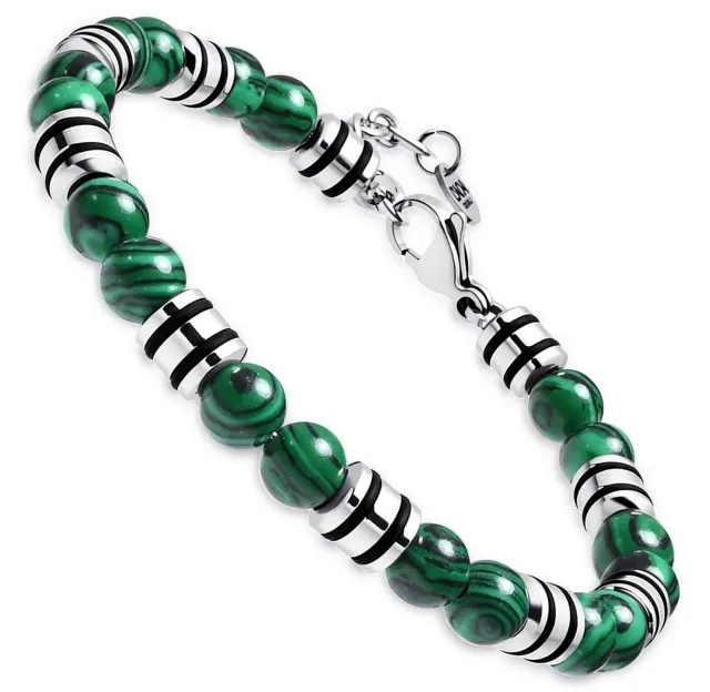 Dada Gioielli Bracciale Uomo Malachite Verde 6mm