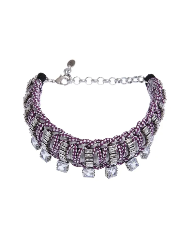 Rada collana corda intrecciata viola grigio cristallo