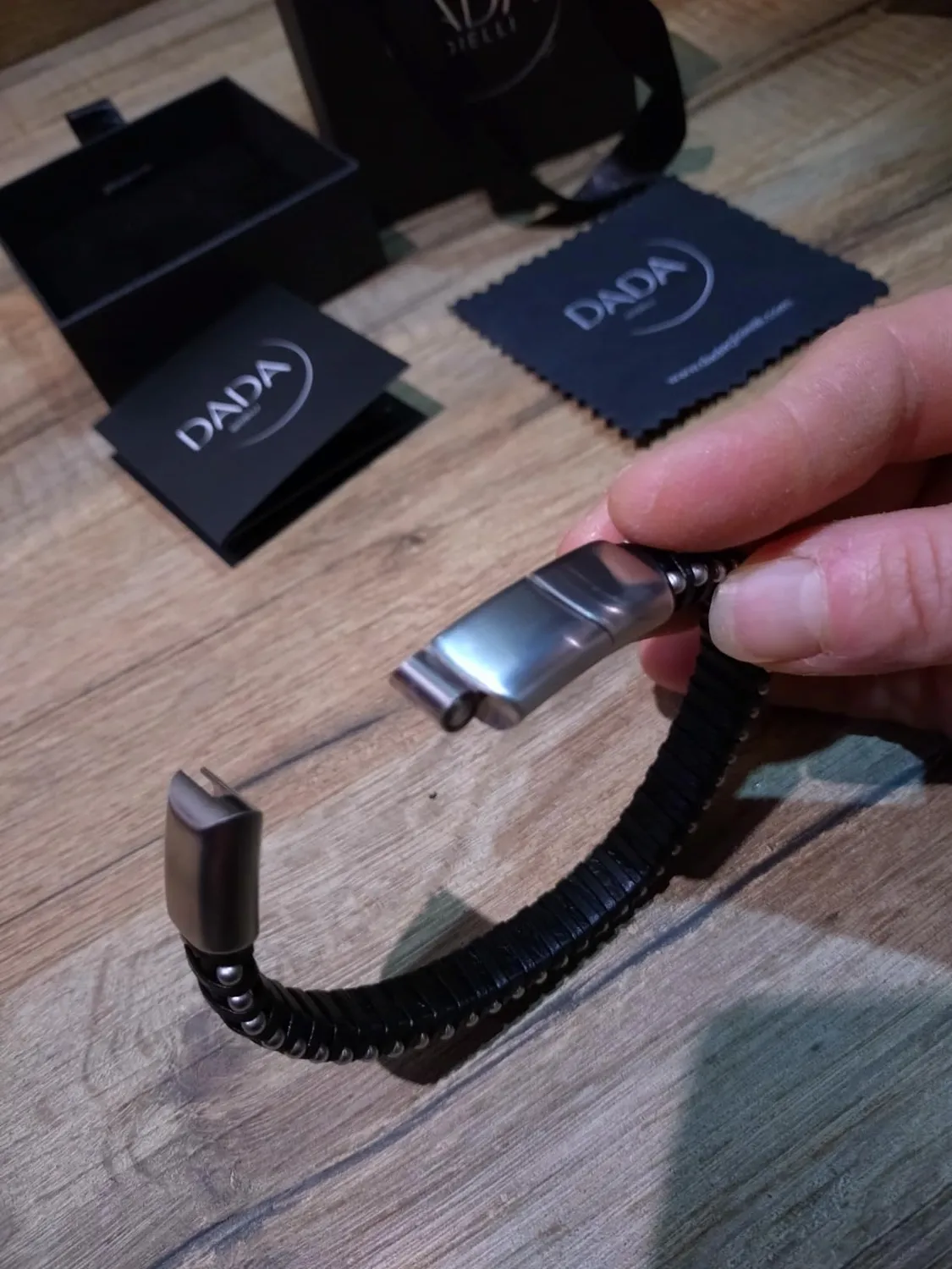 Dada Gioielli Bracciale Uomo Pelle Argento Satinato