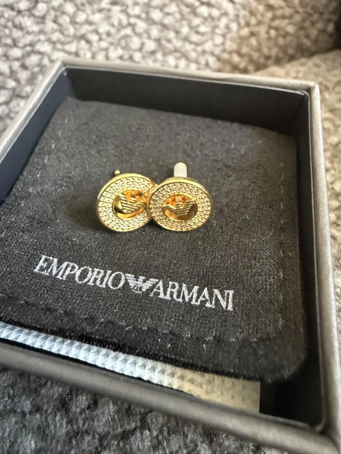 Emporio Armani orecchini donna oro tenue perno argento