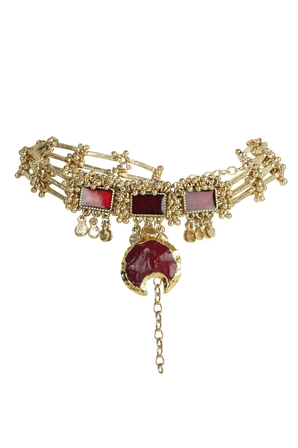 House of Tuhina Jaisiri collana bordeaux Maroon artigianale