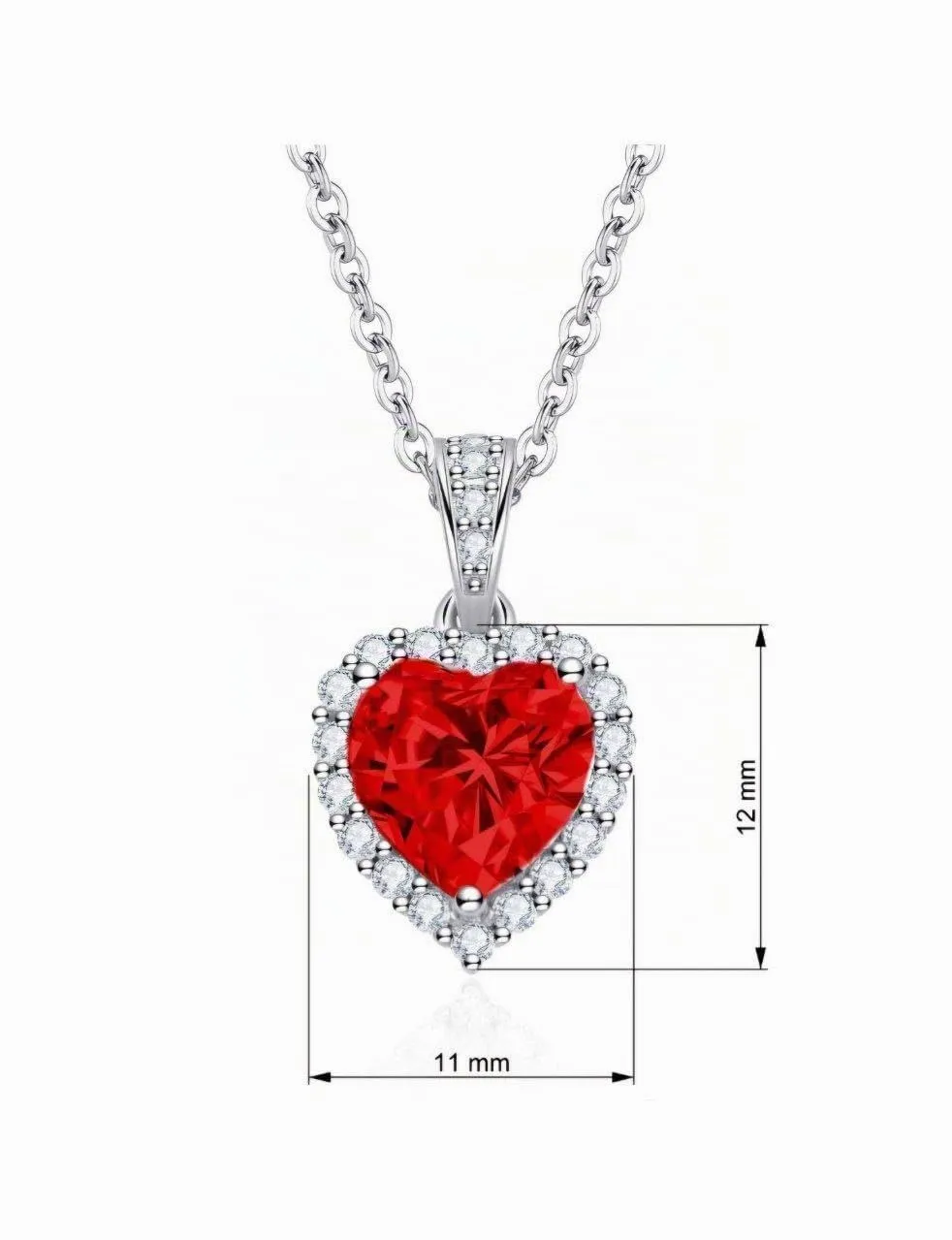 Dada Gioielli Collana Cuore 12mm Punto Luce Argento Rubino
