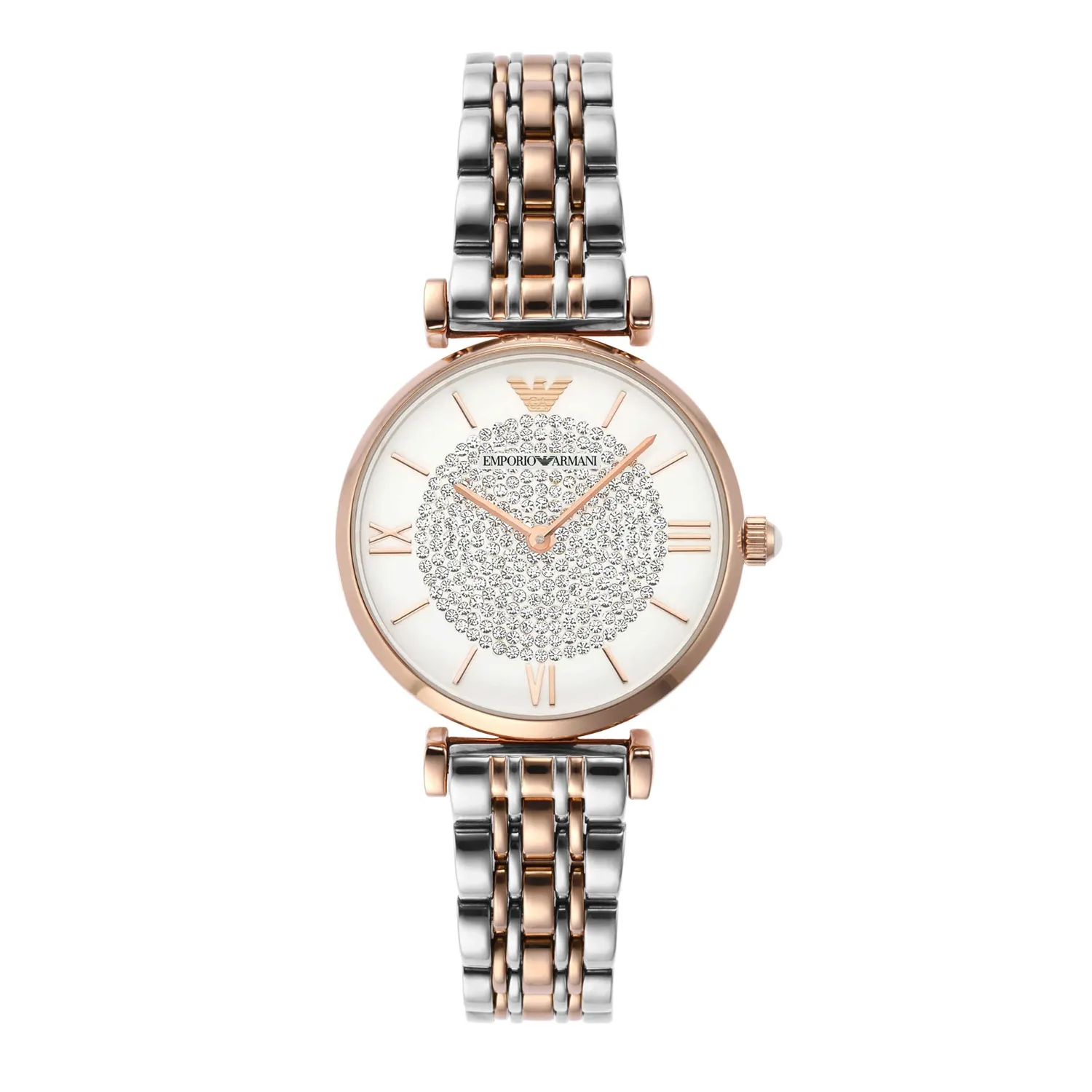 Emporio Armani orologio donna glitter oro rosa e argento