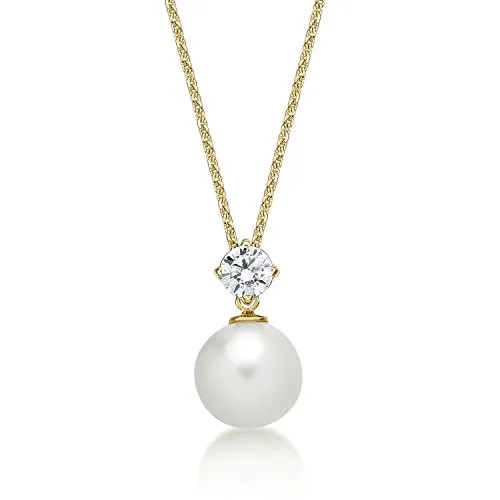 Diamond Treats Collana Perle Bianche 8-8.5mm Oro Giallo 9kt