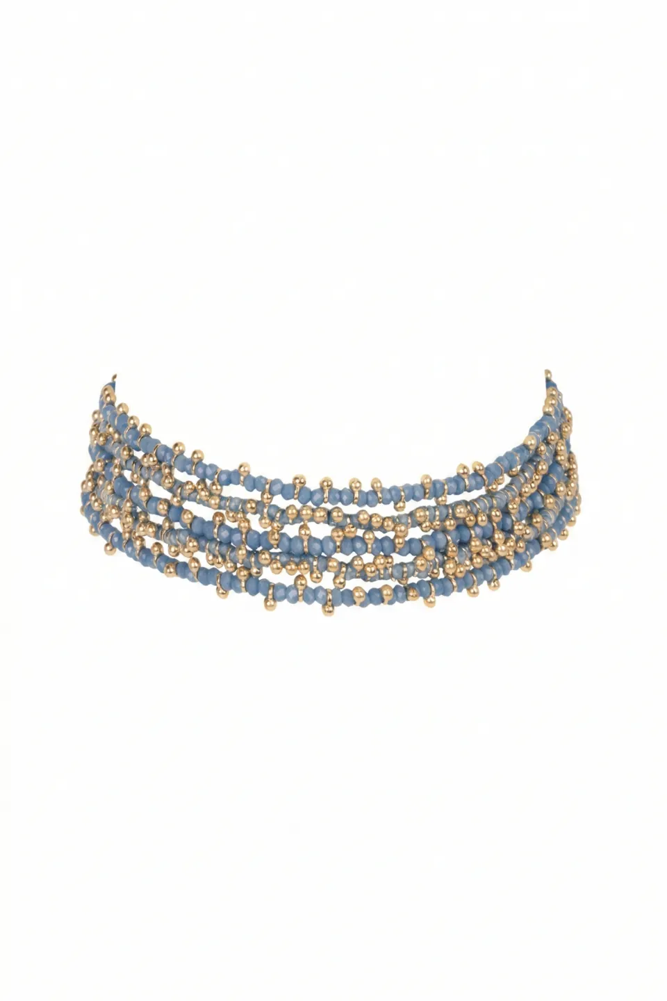 House of Tuhina Ruhani collana Blue Grey oro sun