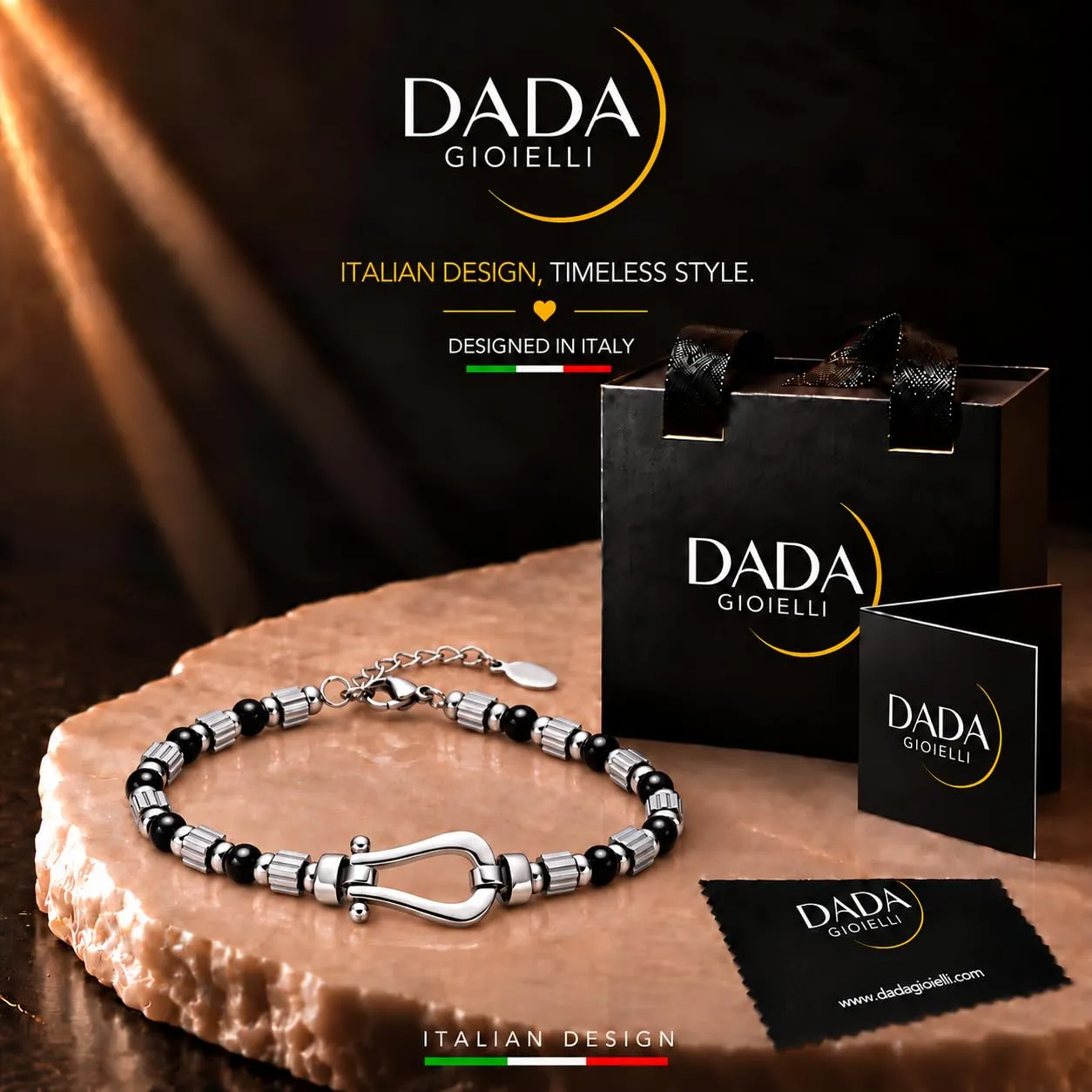 Dada Gioielli Pietre Naturali Onice Bracciale Uomo Acciaio