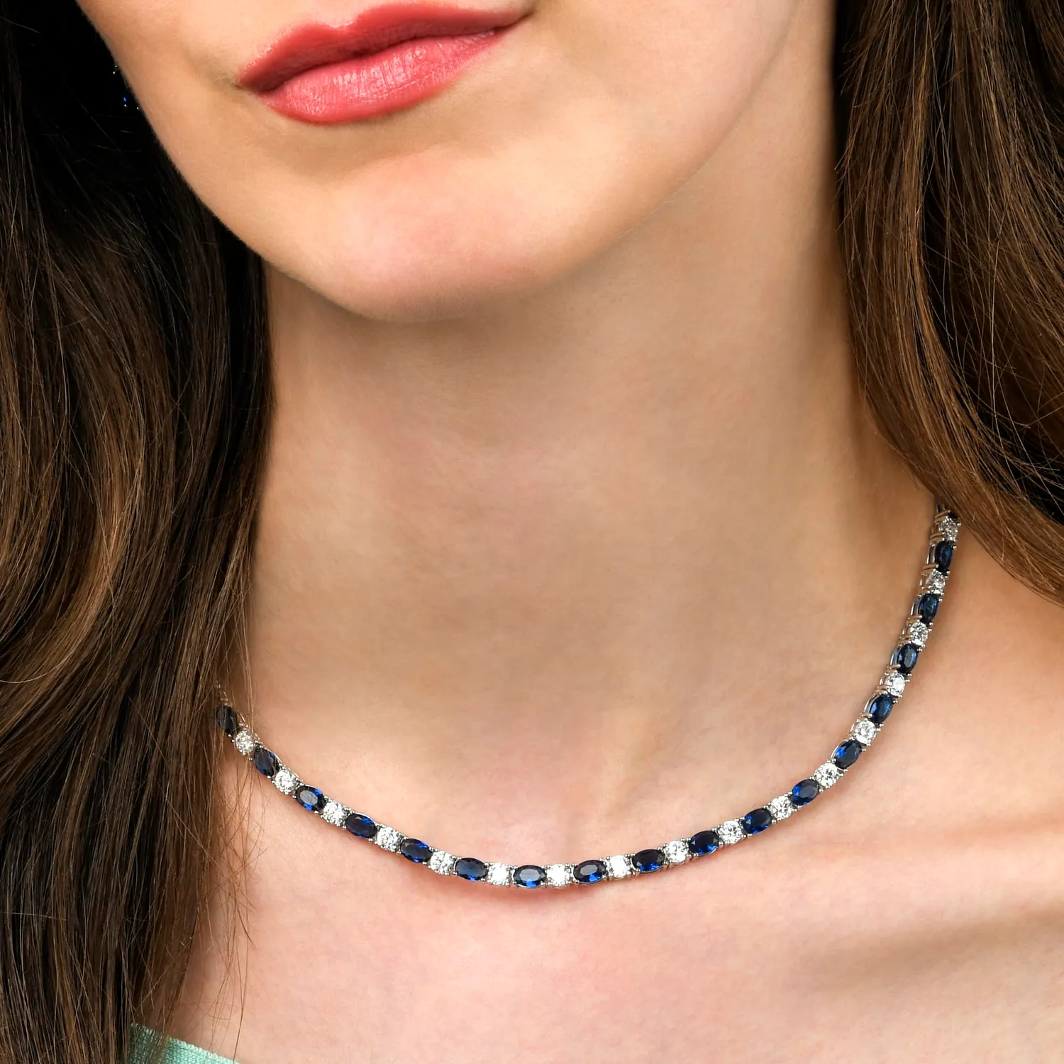 Diamond Treats collana tennis argento 925 pietre blu