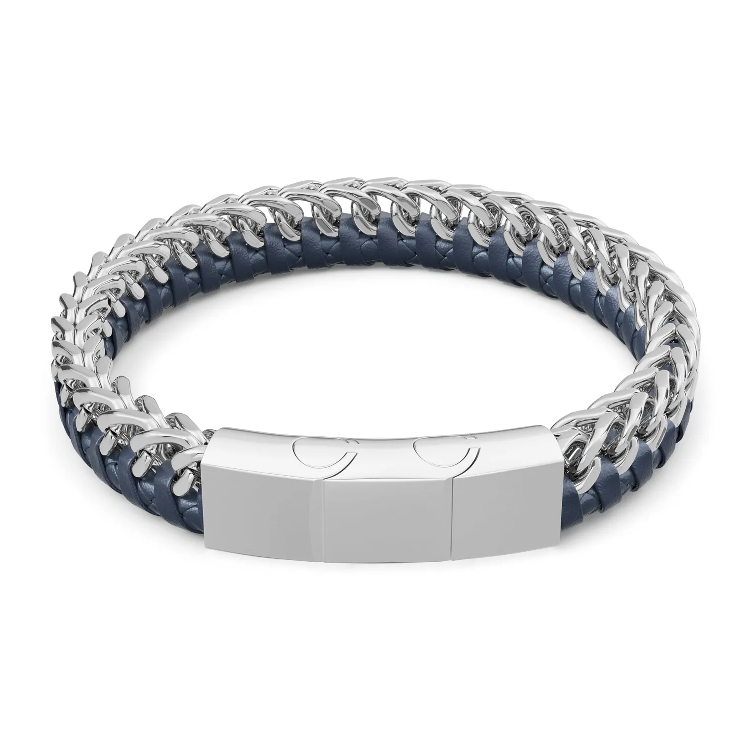 Dada Gioielli Bracciale Uomo Blu Pelle Acciaio