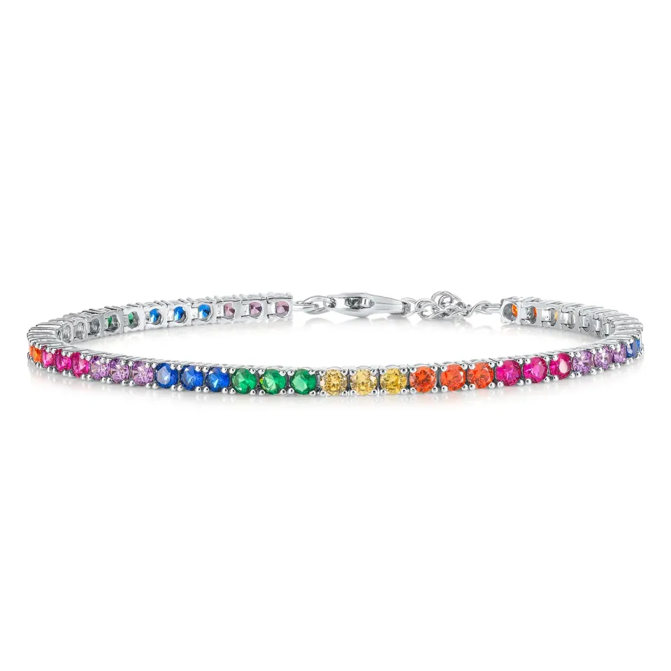 Diamond Treats Bracciale Tennis Argento 925 Arcobaleno