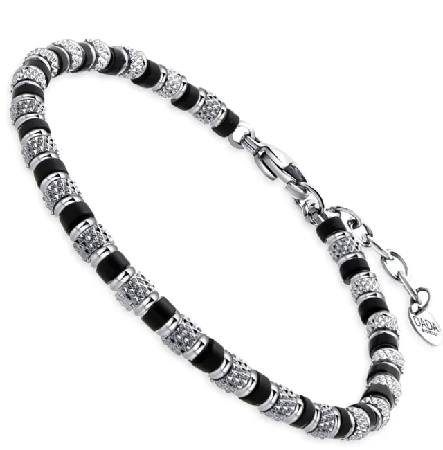 Dada Gioielli Bracciale Uomo Onice Nero Pietre Naturali Acciaio