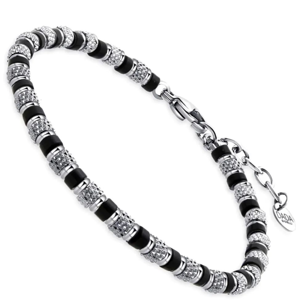 Dada Gioielli Bracciale Uomo Onice Nero Pietre Naturali Acciaio