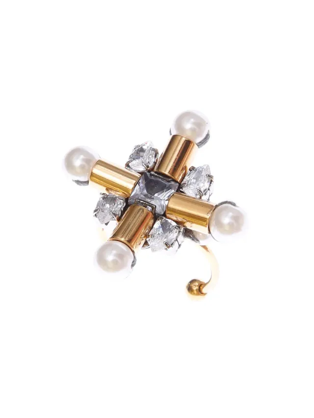 Rada Croce Anello Mix Metalli tubini oro perle