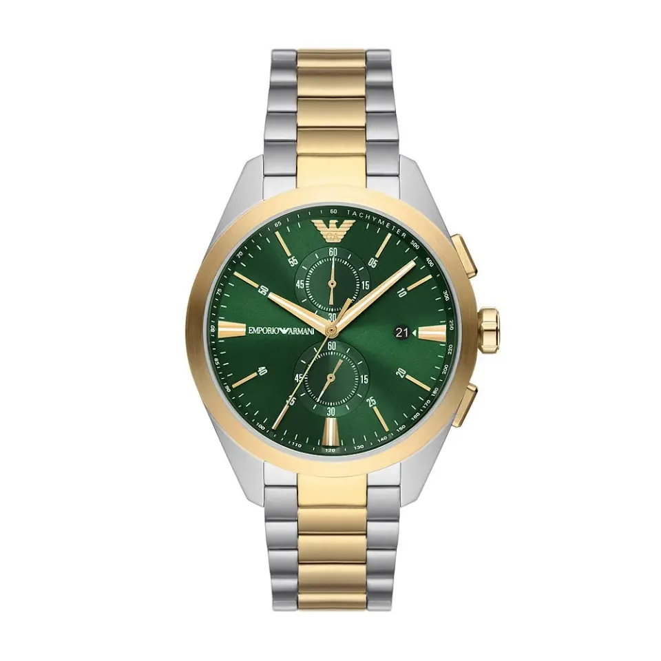 Emporio Armani cronografo uomo oro rosa verde 43 mm