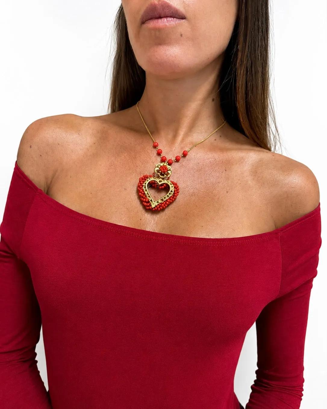 Rada Cuore Barocco Rosso collana rossa