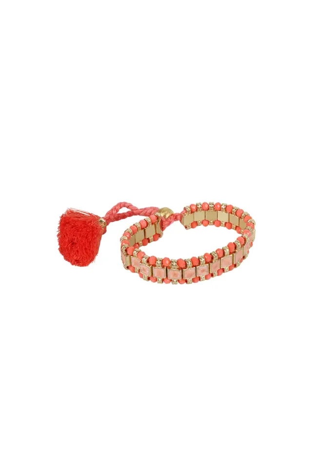 House of Tuhina Reeva bracciale regolabile corallo oro
