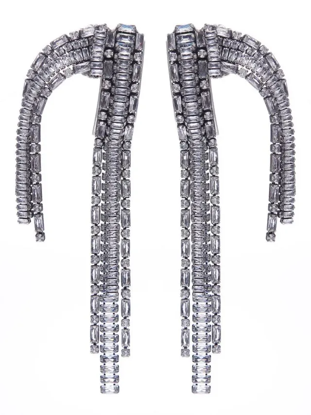 Rada Frange Orecchini Cristallo Baguette Strass