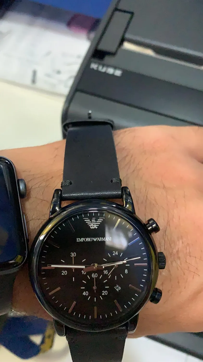 Emporio Armani Orologio Uomo Nero e Blu Cronografo 46 mm