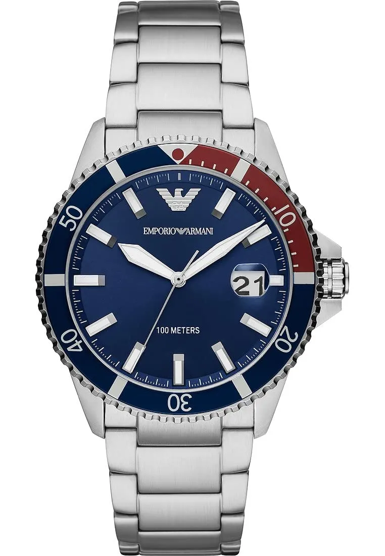 Emporio Armani orologio uomo argento e nero jet