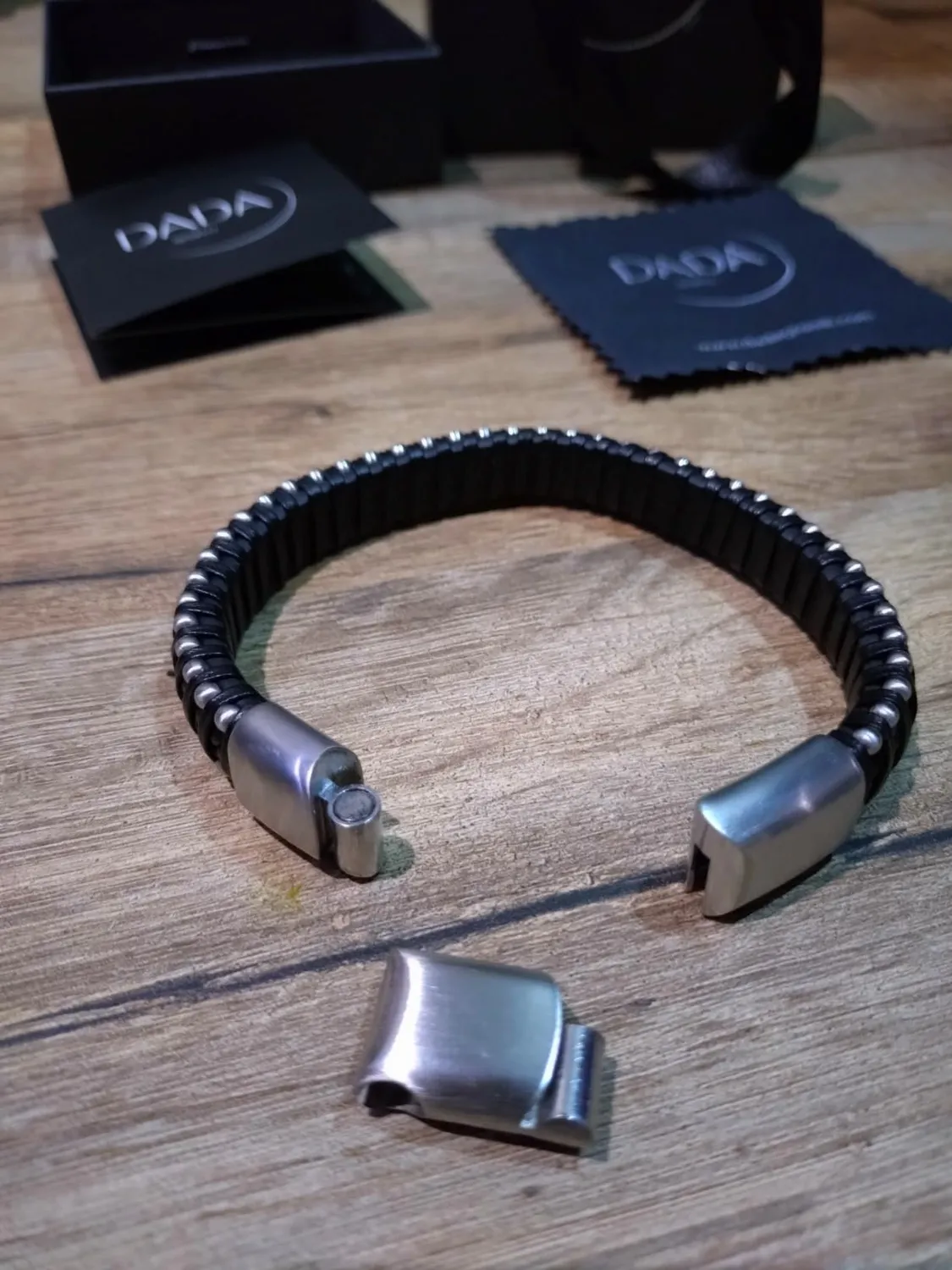 Dada Gioielli Bracciale Uomo Pelle Argento Satinato